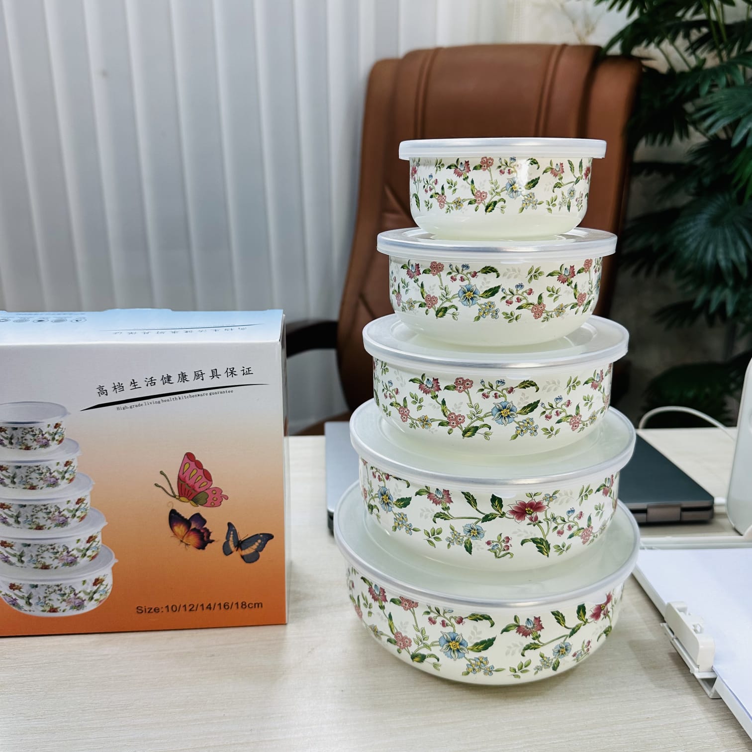 5-Piece Enamel Box Set with Lid Big premium print