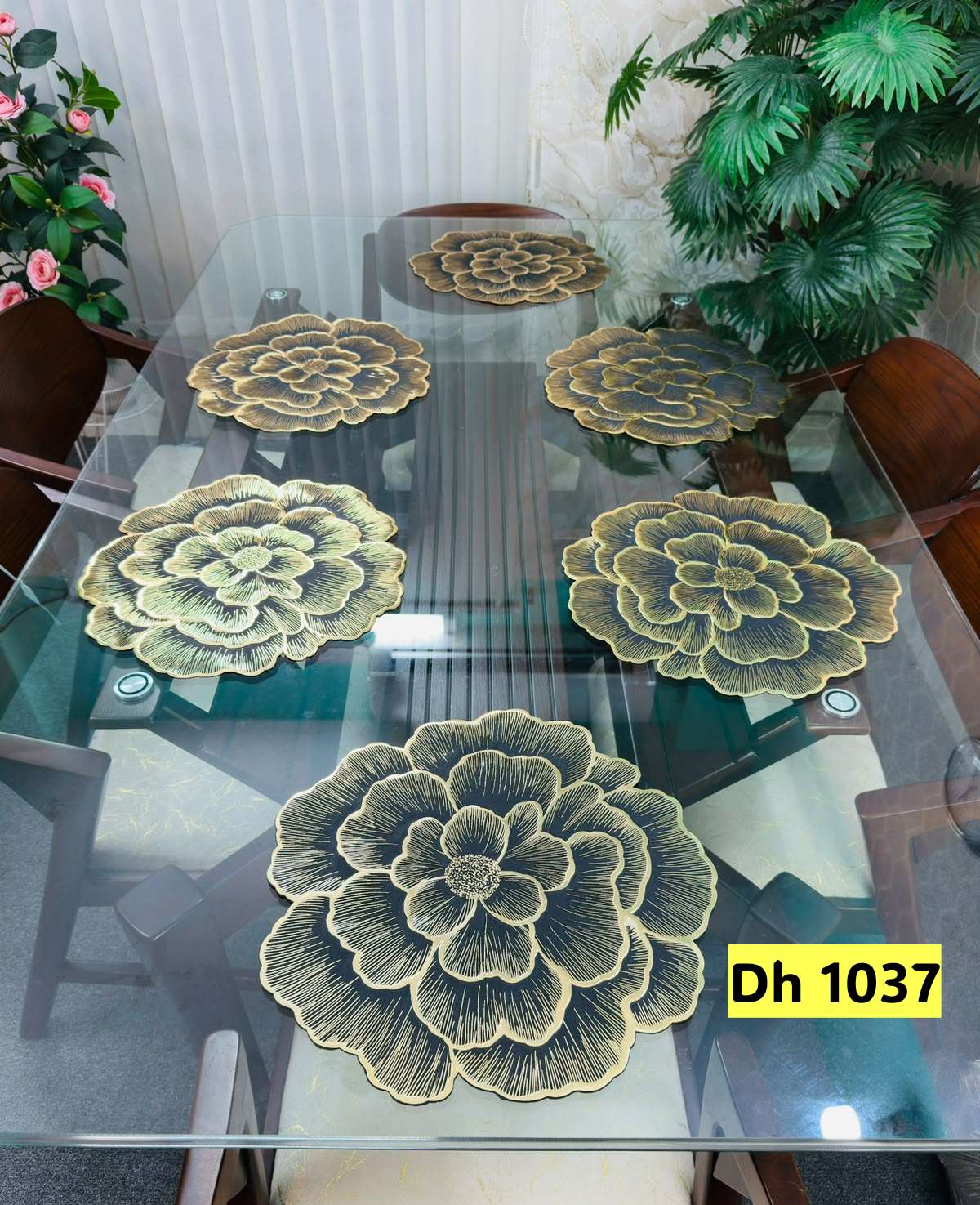 Black 6 Pcs Placemat Fashion PVC Dining Table Mat Plate Pads 1036