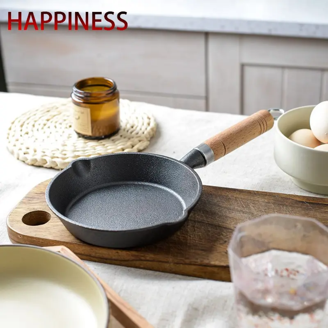 16cm Cast Iron Fry Pan Wooden Handle